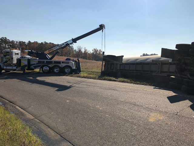 Truck with Overturned Semi Truck